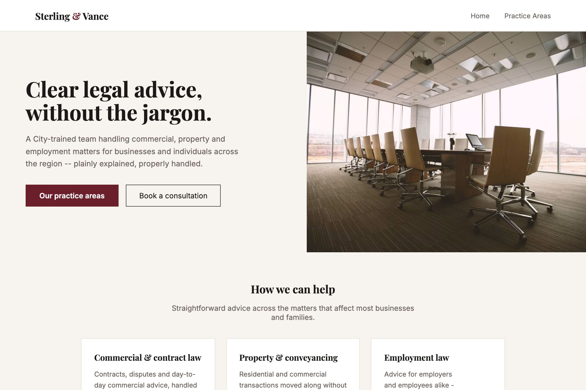 The Sterling & Vance Legal example website
